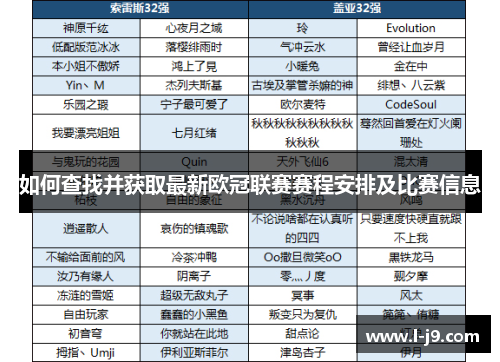 如何查找并获取最新欧冠联赛赛程安排及比赛信息