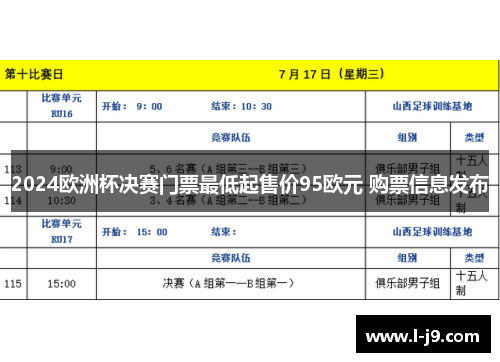 2024欧洲杯决赛门票最低起售价95欧元 购票信息发布
